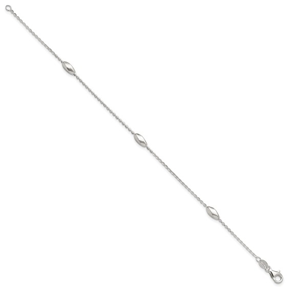 Sterling Silver Polished Fancy Beaded Link 7.5in Bracelet