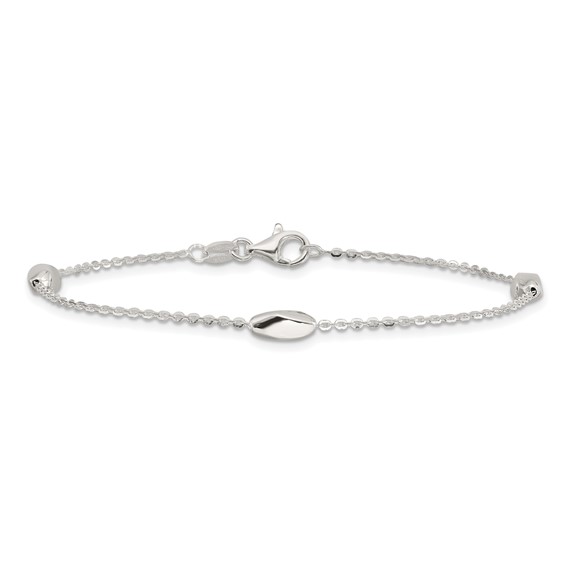 Sterling Silver Polished Fancy Beaded Link 7.5in Bracelet