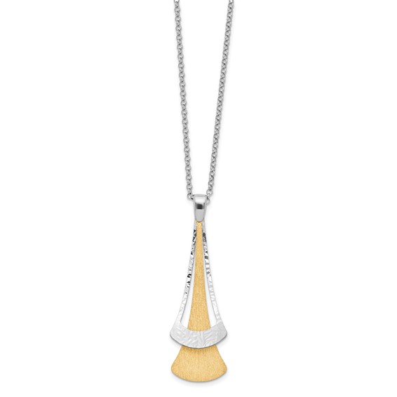 Sterling Silver RH-plated Gold-plated Fancy w/2in ext. Necklace