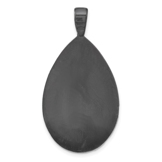 Sterling Silver Oxidize Burnished Swirl Pear Shape Pendant