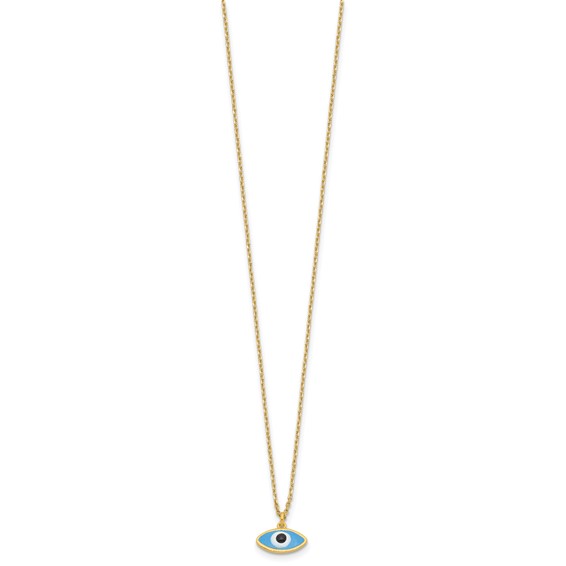 Sterling Silver Gold-plated Enamel Evil Eye w/1in ext. Necklace