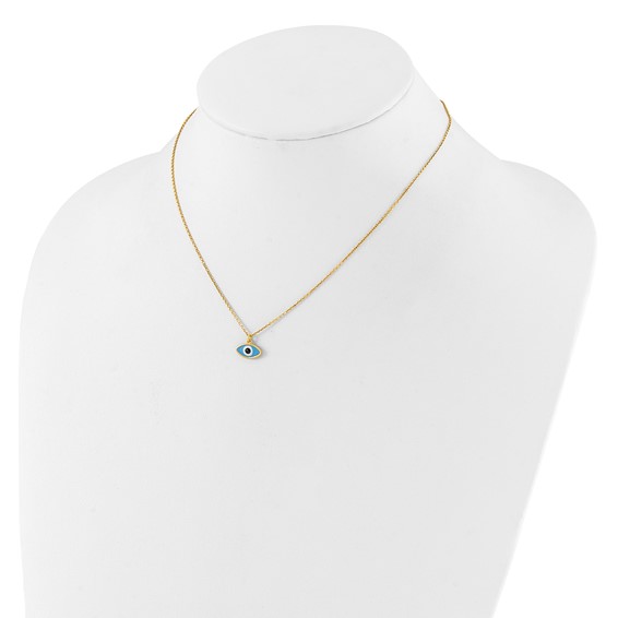 Sterling Silver Gold-plated Enamel Evil Eye w/1in ext. Necklace