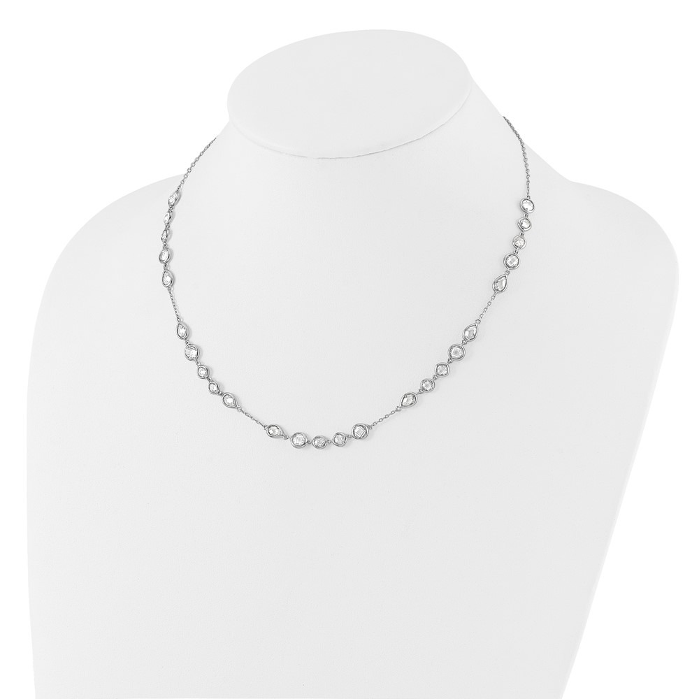 Sterling Silver Rhodium-plated Fancy CZ 18in Necklace (QG6556-18)