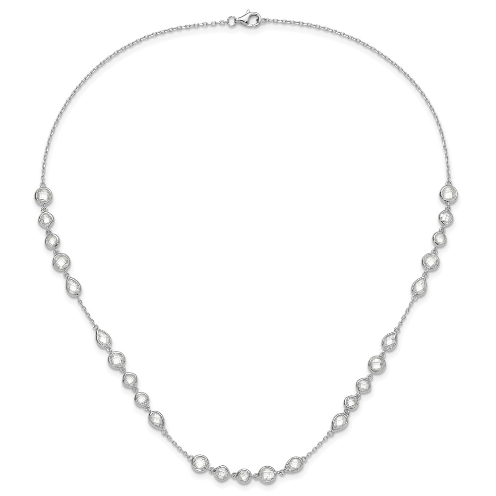 Sterling Silver Rhodium-plated Fancy CZ 18in Necklace (QG6556-18)