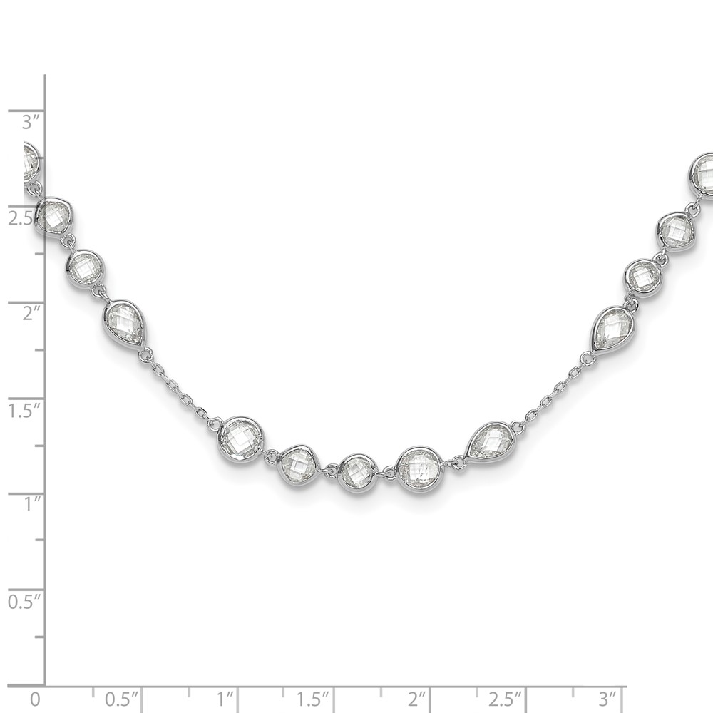Sterling Silver Rhodium-plated Fancy CZ 18in Necklace (QG6556-18)