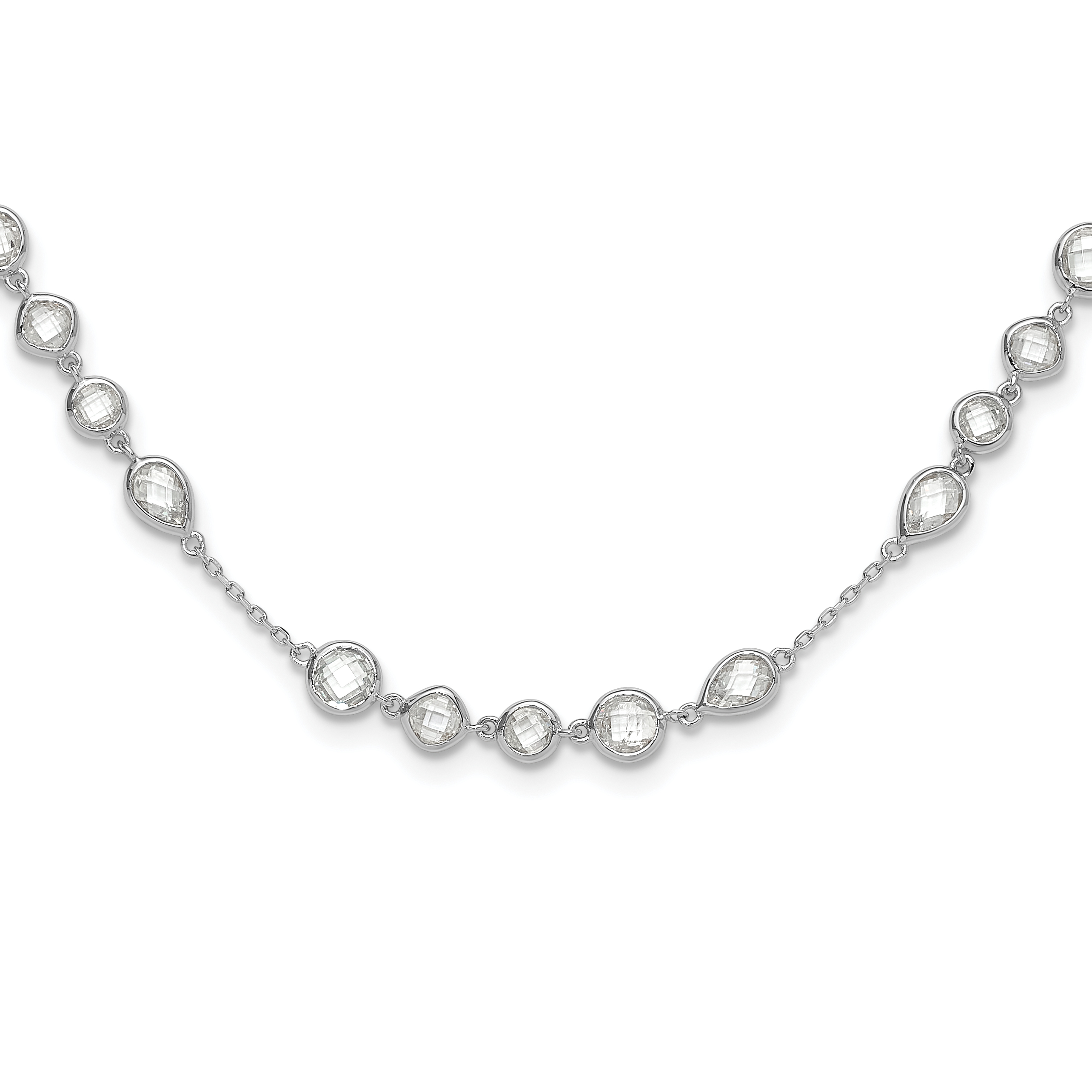 Sterling Silver Rhodium-plated Fancy CZ 18in Necklace (QG6556-18)
