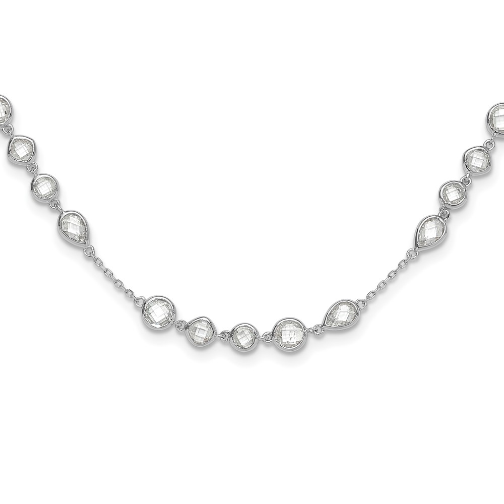 Sterling Silver Rhodium-plated Fancy CZ 18in Necklace (QG6556-18)