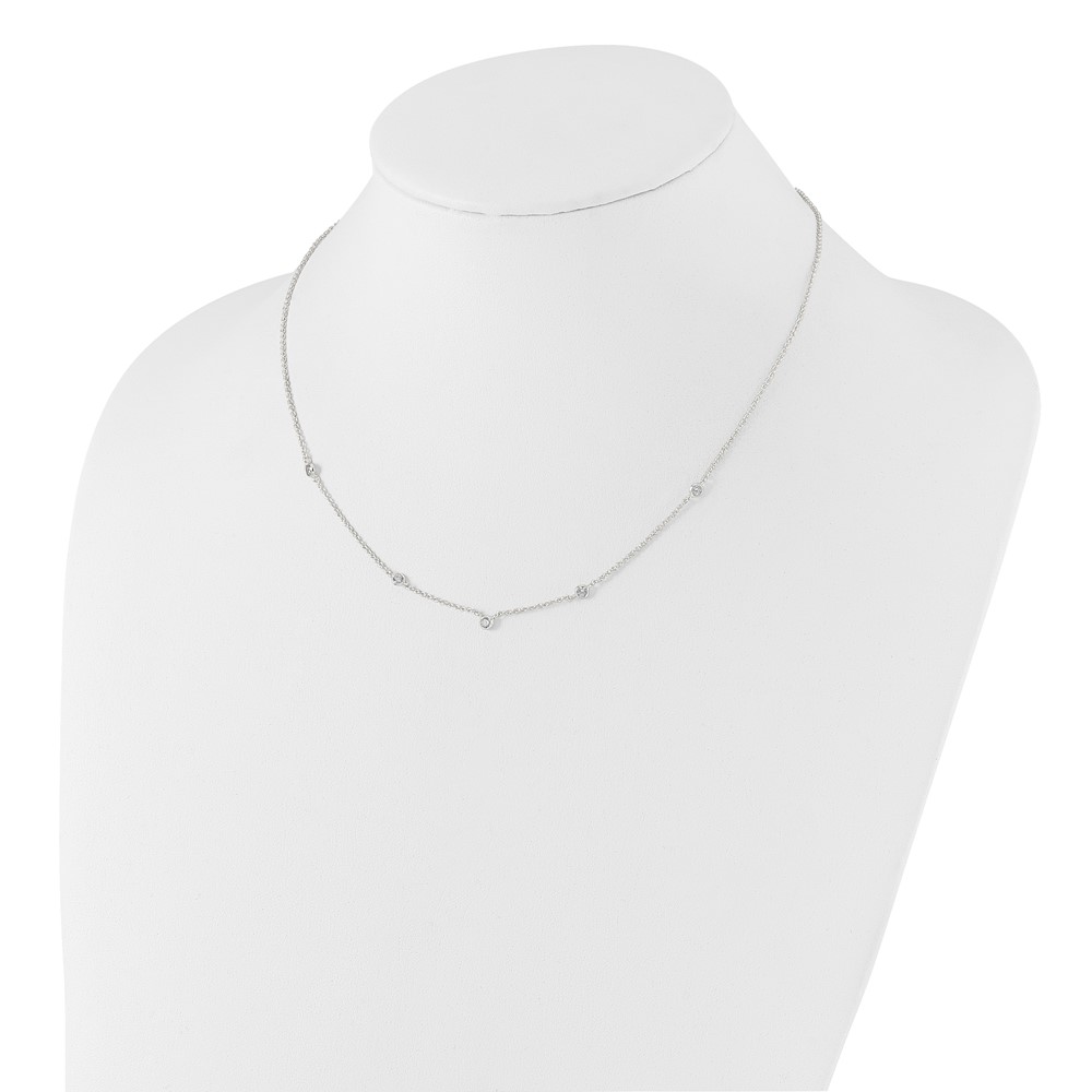 Sterling Silver E-coated CZ Stations 18in w/2in ext Necklace (QG6558-18)