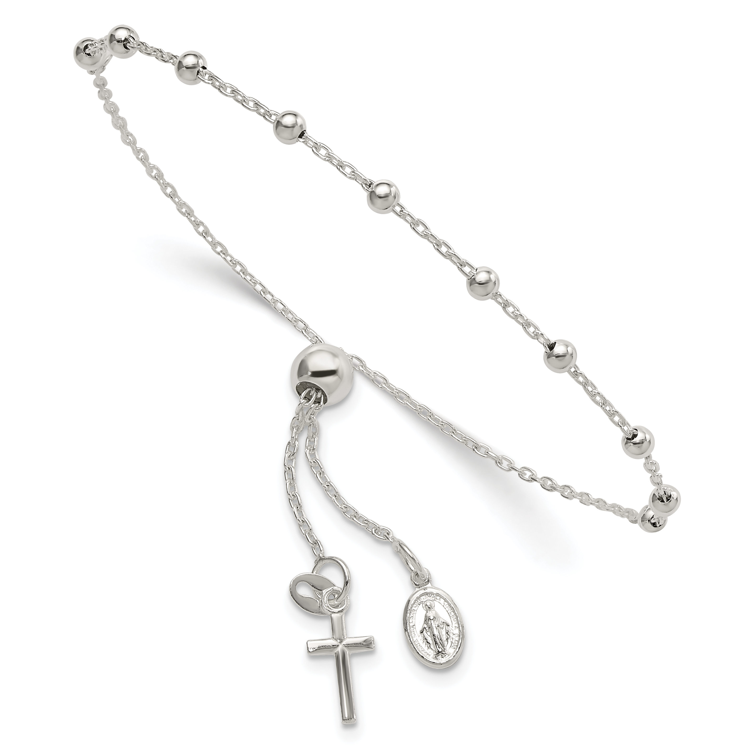Sterling Silver Adjustable Rosary Bracelet (QG6561)