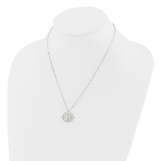 Sterling Silver E-Coating Movable/Spin Cross 16in w/2in ext Necklace