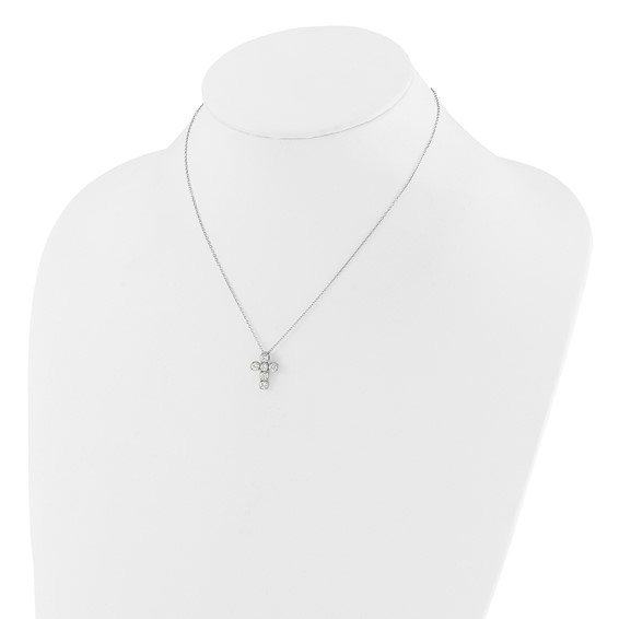 Sterling Silver CZ Cross Necklace