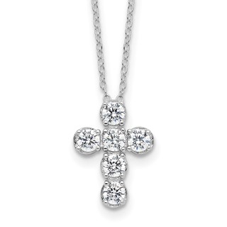Sterling Silver CZ Cross Necklace