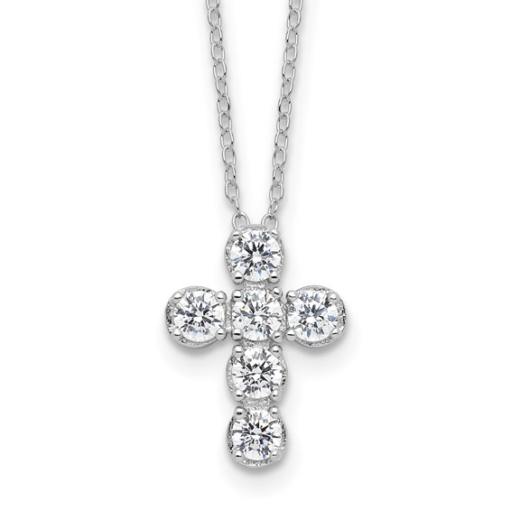 Sterling Silver CZ Cross Necklace