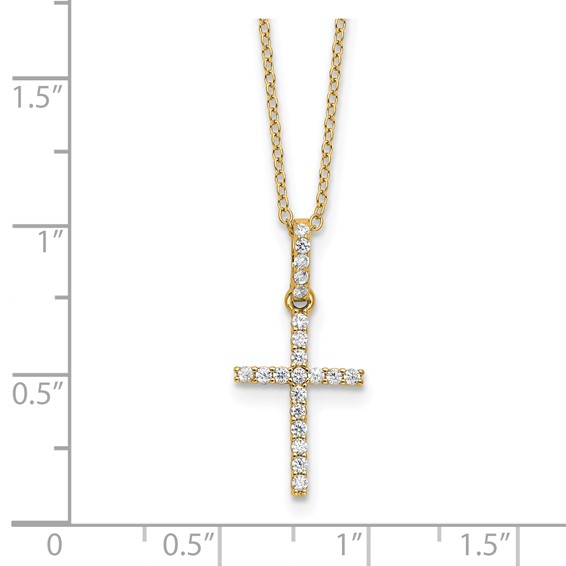 Sterling Silver CZ Cross Necklace