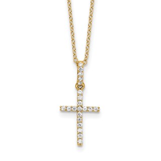Sterling Silver CZ Cross Necklace