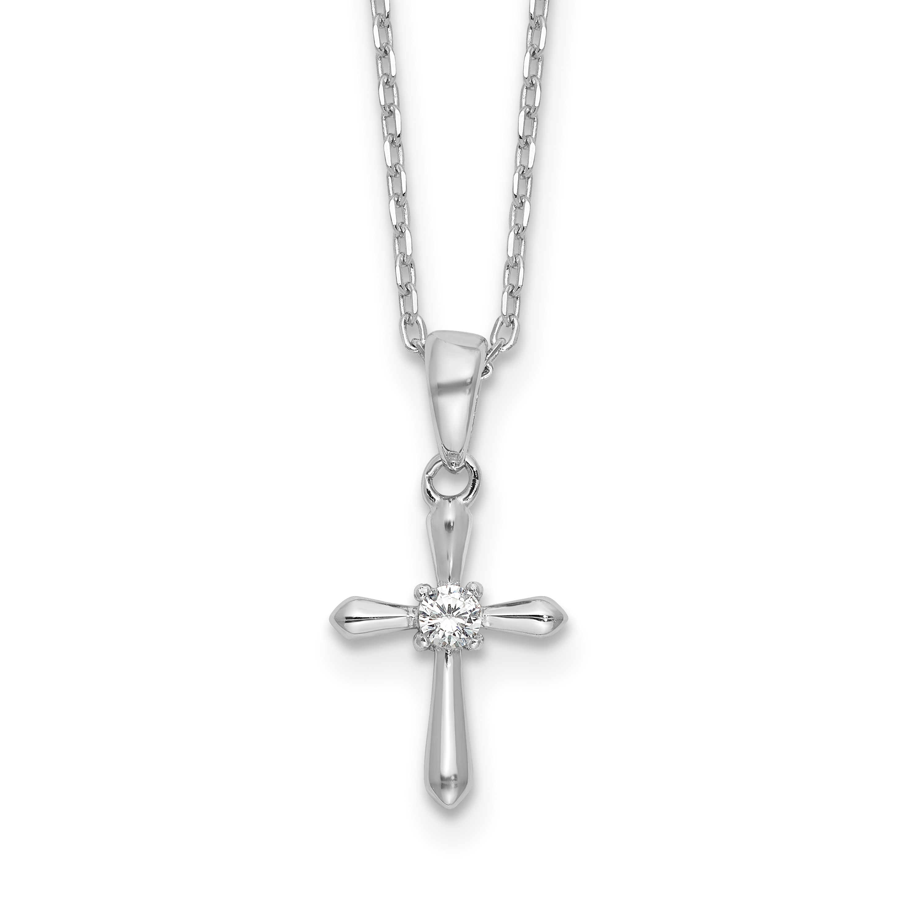 Sterling Silver Rhodium-plated CZ 13in w/2in ext. Necklace (QG6585-13)