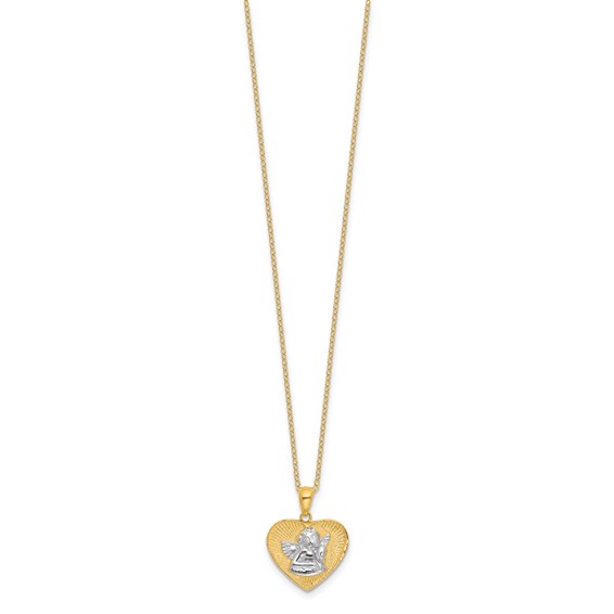 Sterling Silver Gold-tone Angel in Heart 18in Necklace