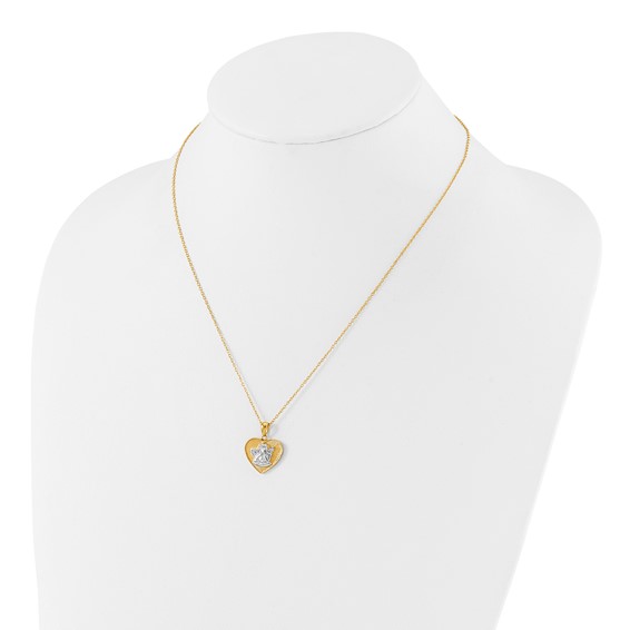 Sterling Silver Gold-tone Angel in Heart 18in Necklace