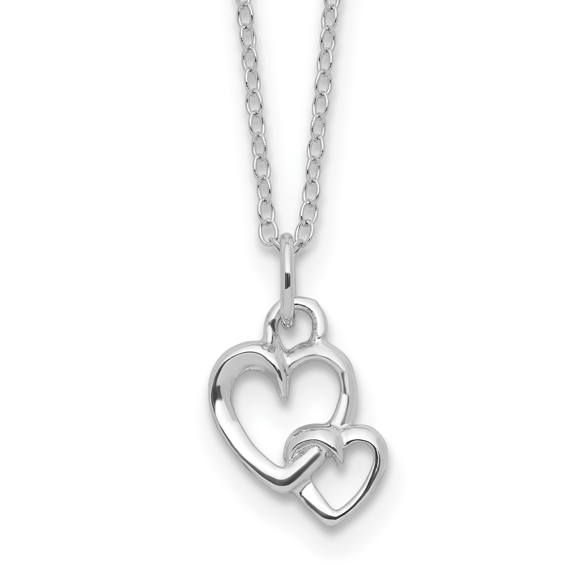 Sterling Silver RH-plated  Intertwined Heart 16in w/2in ext Necklace (QG6614-16)