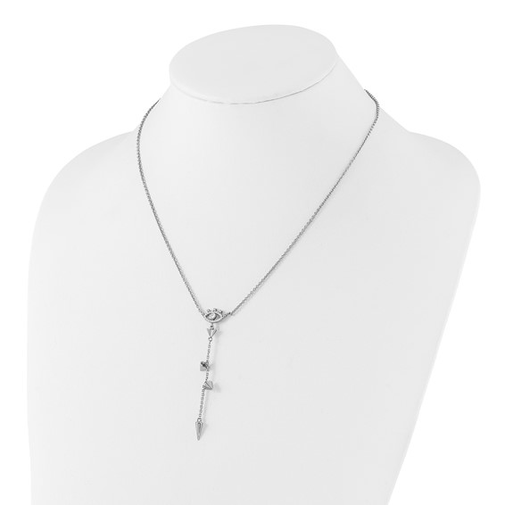 Pure Fire Sterling Silver Rhodium-plated Evil Eye CZ 18in w/2in ext Necklac