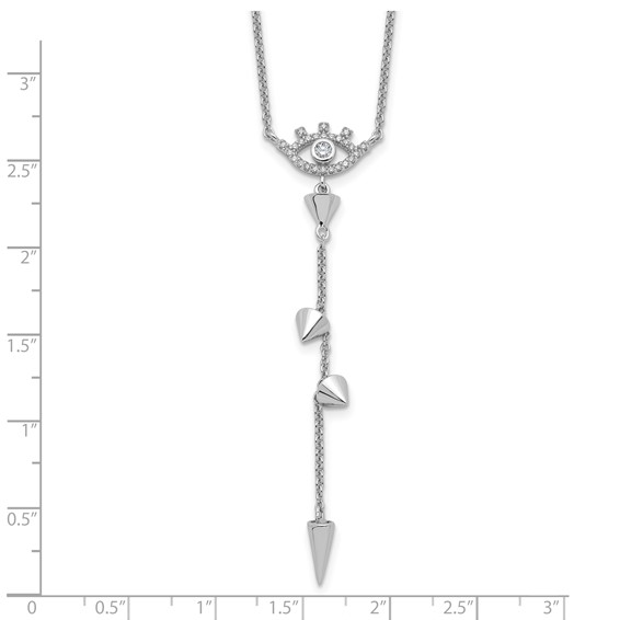 Pure Fire Sterling Silver Rhodium-plated Evil Eye CZ 18in w/2in ext Necklac