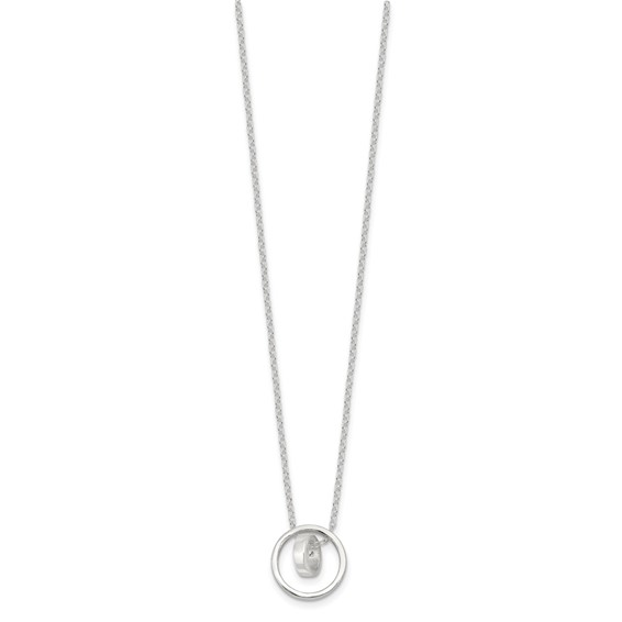 Sterling Silver E-Coating Double Circle 16in w/2in ext Necklace