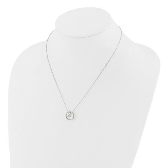 Sterling Silver E-Coating Double Circle 16in w/2in ext Necklace