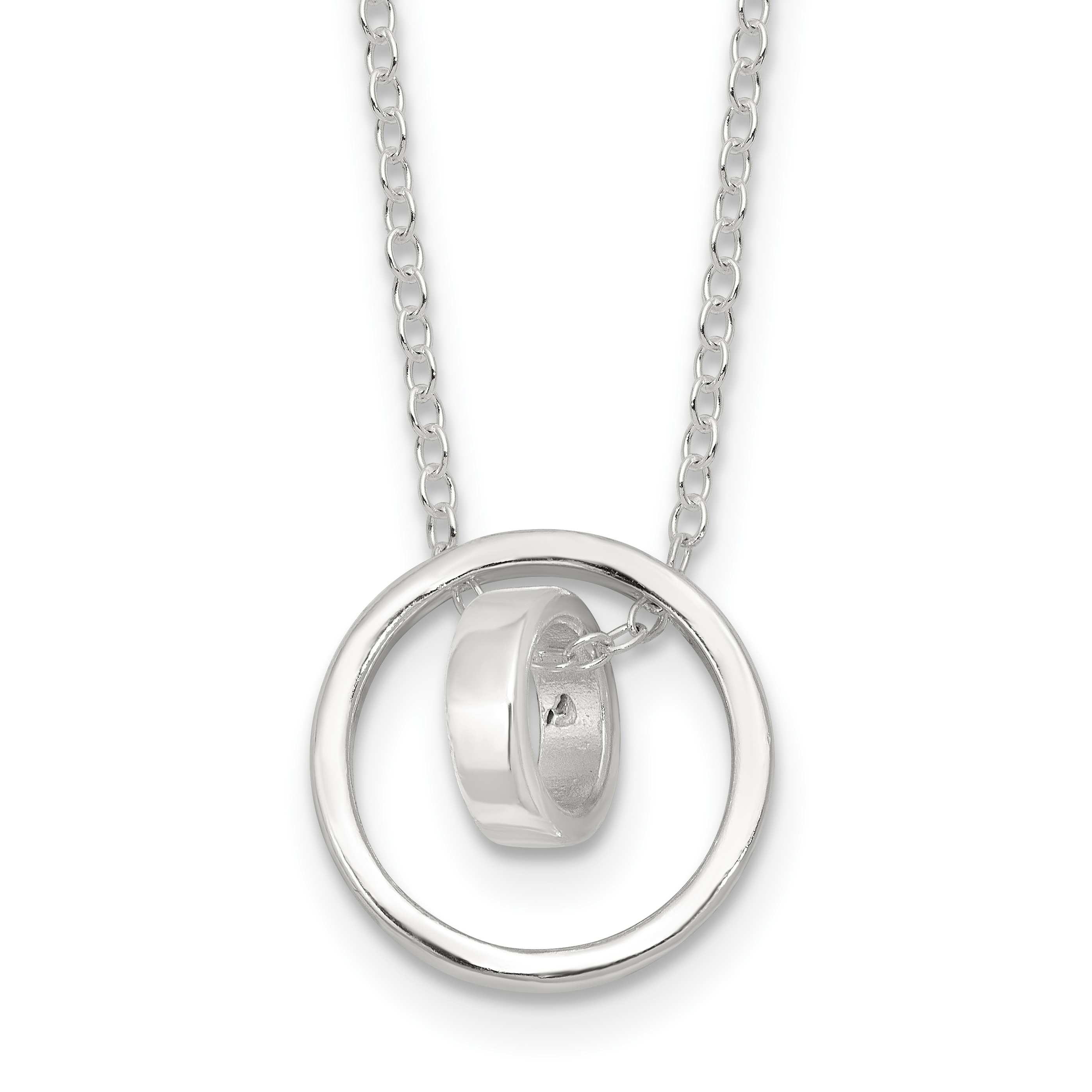 Sterling Silver E-Coating Double Circle 16in w/2in ext Necklace (QG6631-16)