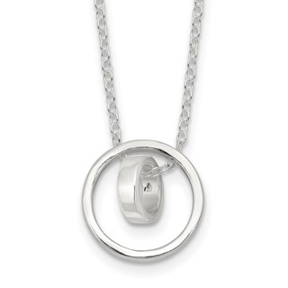 Sterling Silver E-Coating Double Circle 16in w/2in ext Necklace