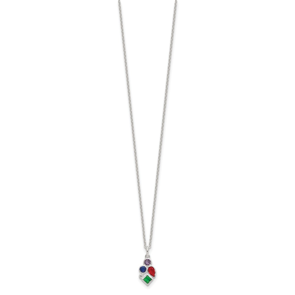 Sterling Silver E-coated Multi Color CZ 17.75in w/2in ext Necklace (QG6637-17.75)