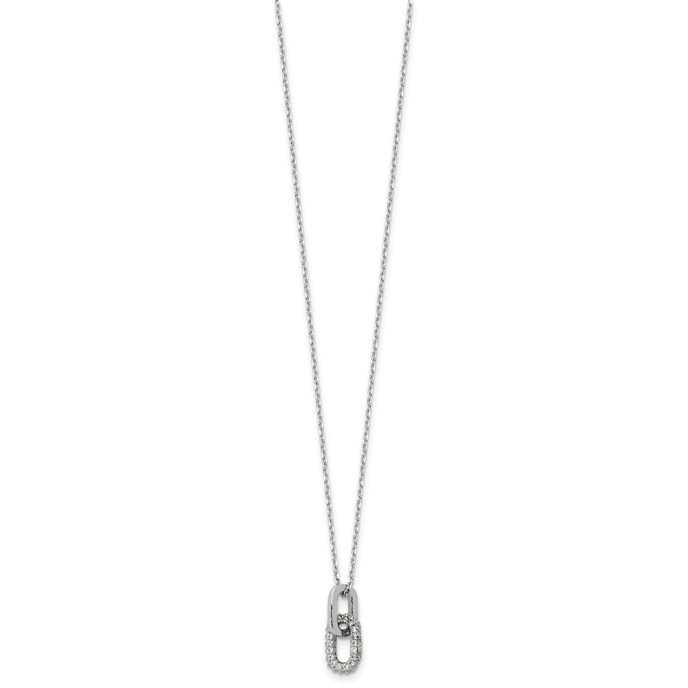 Sterling Silver Rhodium-plated with Micro Pave CZ 16in w/2in ext Necklace (QG6639-16)