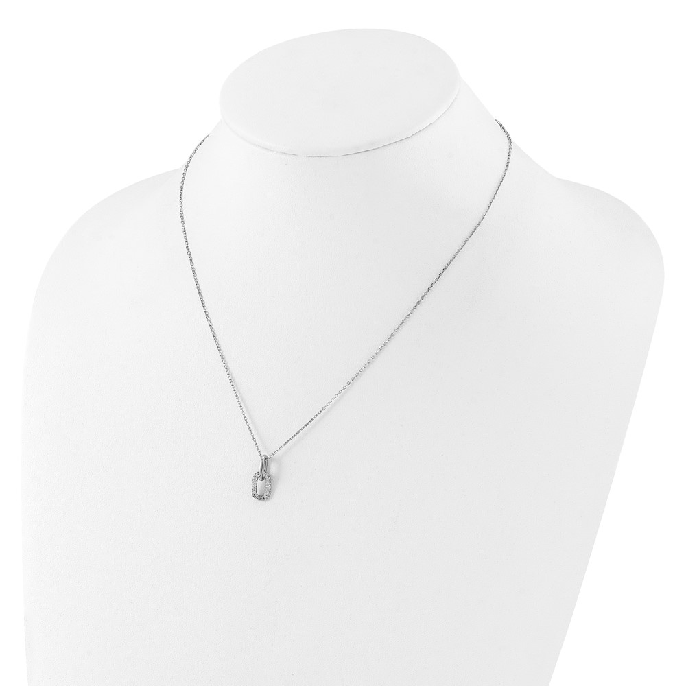 Sterling Silver Rhodium-plated with Micro Pave CZ 16in w/2in ext Necklace (QG6639-16)