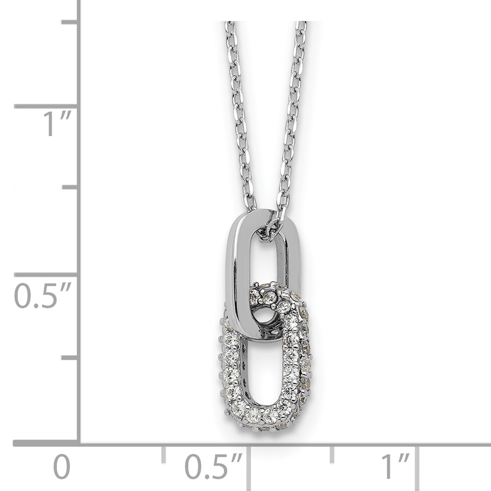 Sterling Silver Rhodium-plated with Micro Pave CZ 16in w/2in ext Necklace (QG6639-16)