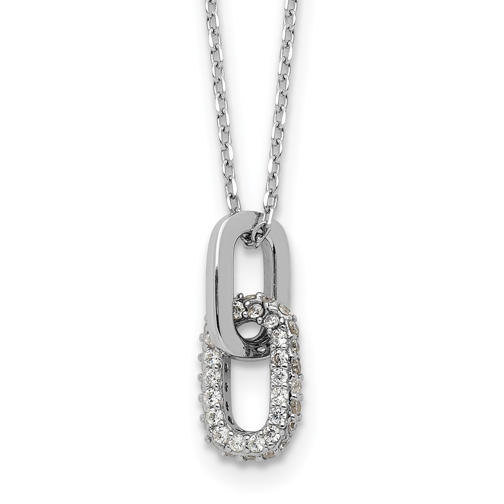 Sterling Silver Rhodium-plated with Micro Pave CZ 16in w/2in ext Necklace (QG6639-16)