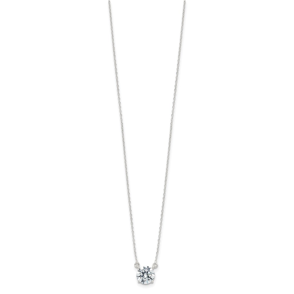 Sterling Silver Rhodium-plated Polished Round 8mm CZ Necklace (QG6645-18)