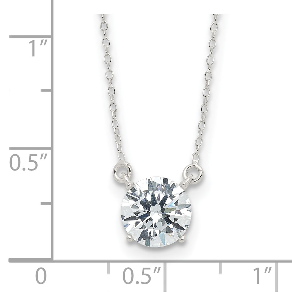 Sterling Silver Rhodium-plated Polished Round 8mm CZ Necklace (QG6645-18)