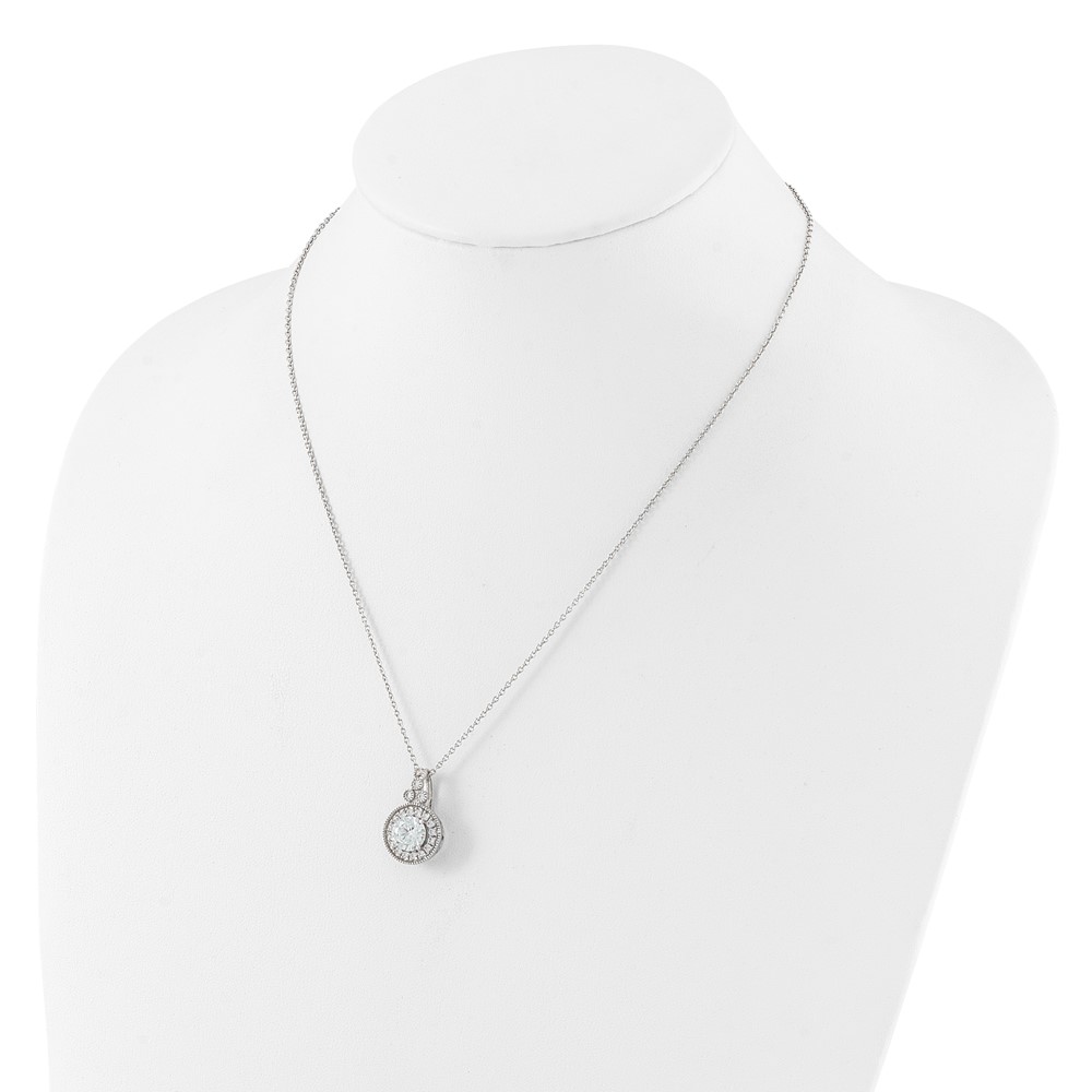 Sterling Silver Rhodium-plated Fancy Beaded CZ with 2in ext Necklace (QG6649-18)