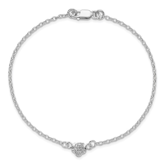 Sterling Silver Flower Charm Anklet