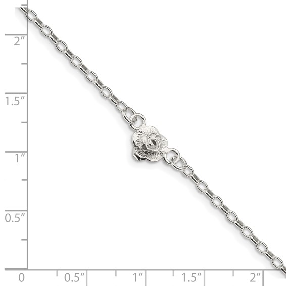 Sterling Silver Flower Charm Anklet