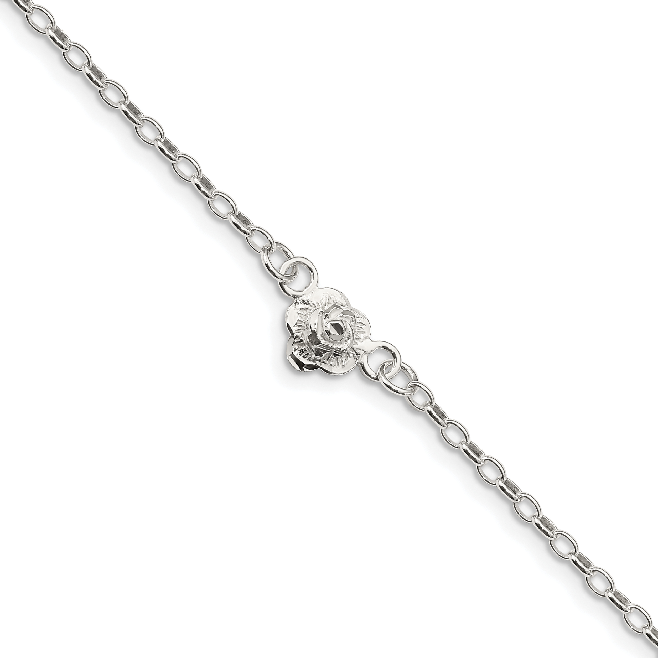 Sterling Silver Flower Charm Anklet (QG665-10)