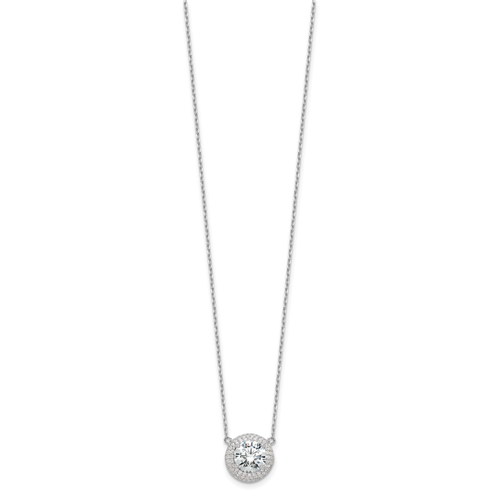 Sterling Silver Rhodium-plated 8mm CZ 16in w/2in ext. Necklace (QG6650-16)