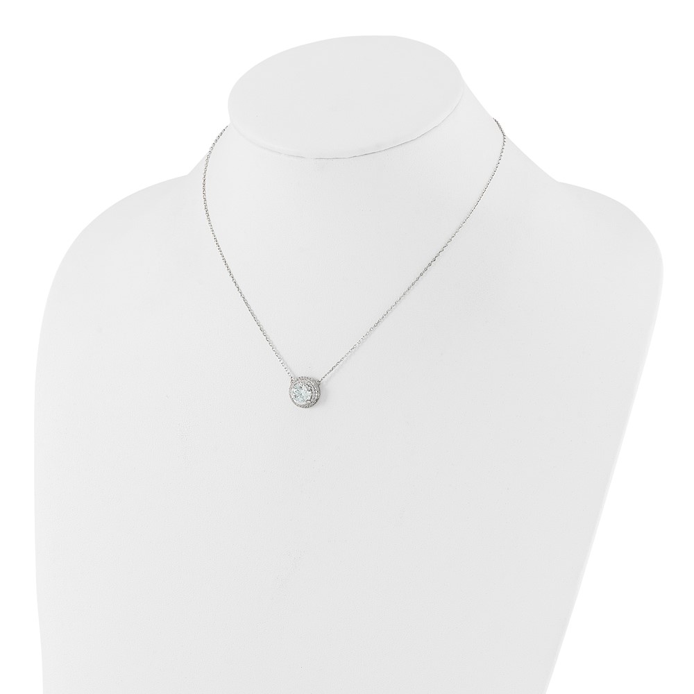Sterling Silver Rhodium-plated 8mm CZ 16in w/2in ext. Necklace (QG6650-16)