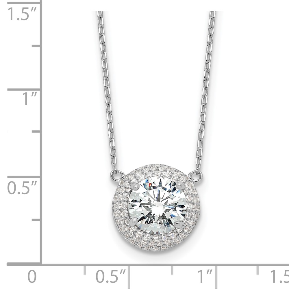 Sterling Silver Rhodium-plated 8mm CZ 16in w/2in ext. Necklace (QG6650-16)