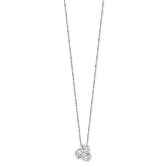 Sterling Silver Rhodium-plated CZ Love Knot 18in Necklace