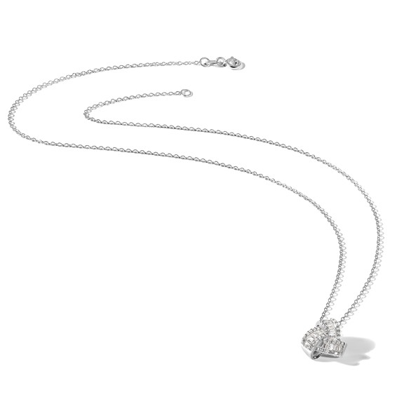 Sterling Silver Rhodium-plated CZ Love Knot 18in Necklace