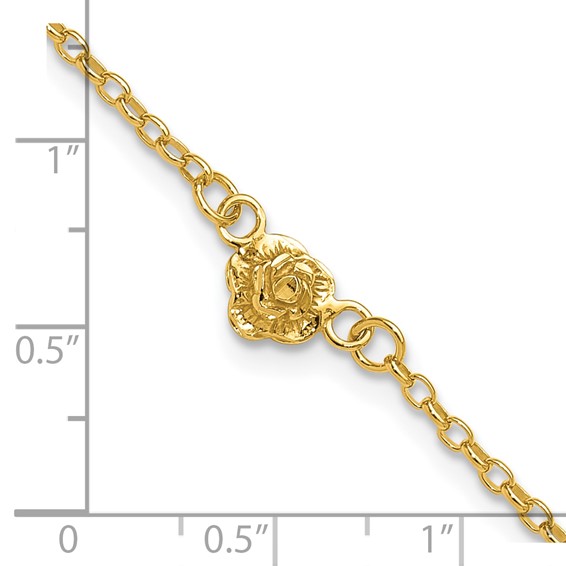 Affordable Expressions Sterling Silver Gold-tone Flower Charm 9 Inch Anklet