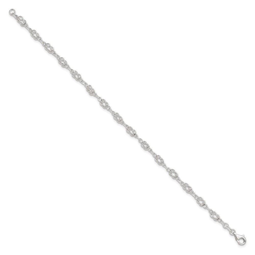 Sterling Silver 9inch Solid Polished Fancy Knot-Link Anklet (QG666-9)