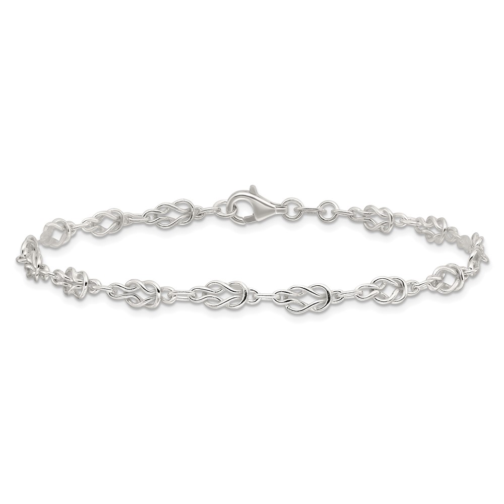 Sterling Silver 9inch Solid Polished Fancy Knot-Link Anklet (QG666-9)