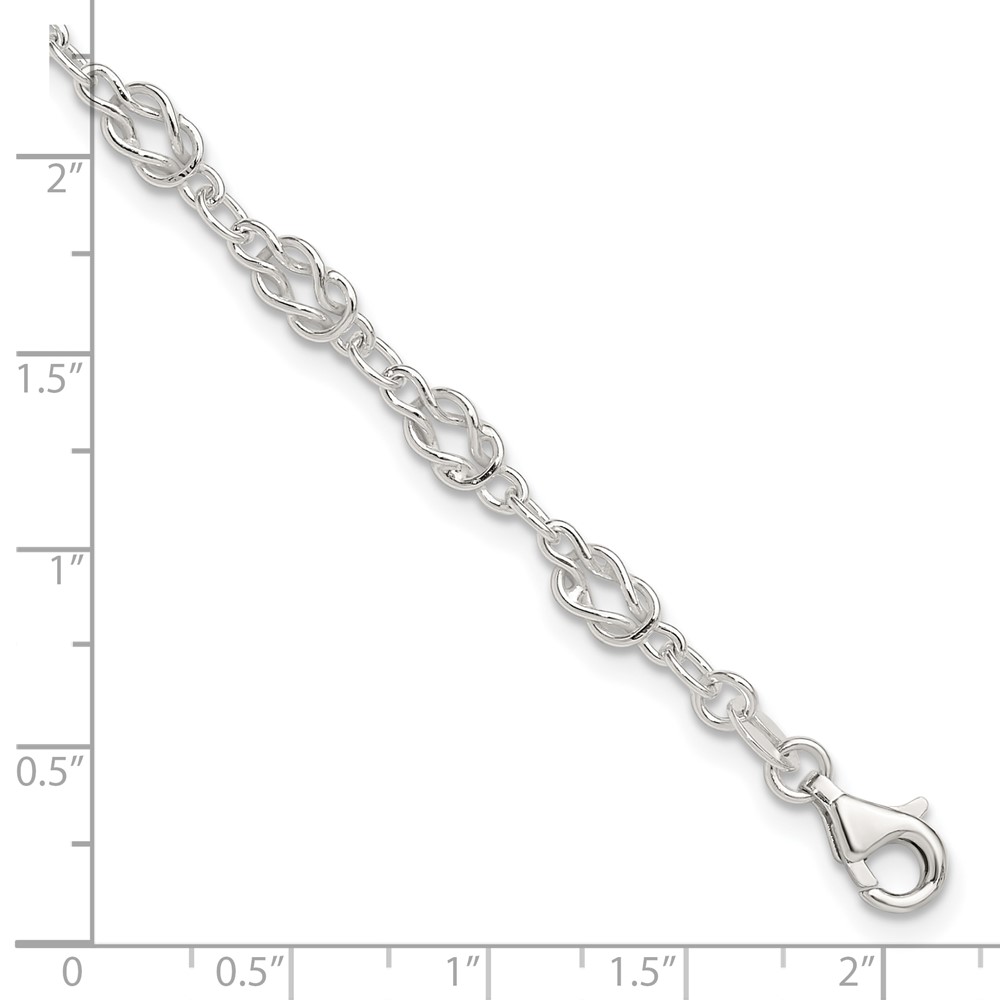 Sterling Silver 9inch Solid Polished Fancy Knot-Link Anklet (QG666-9)