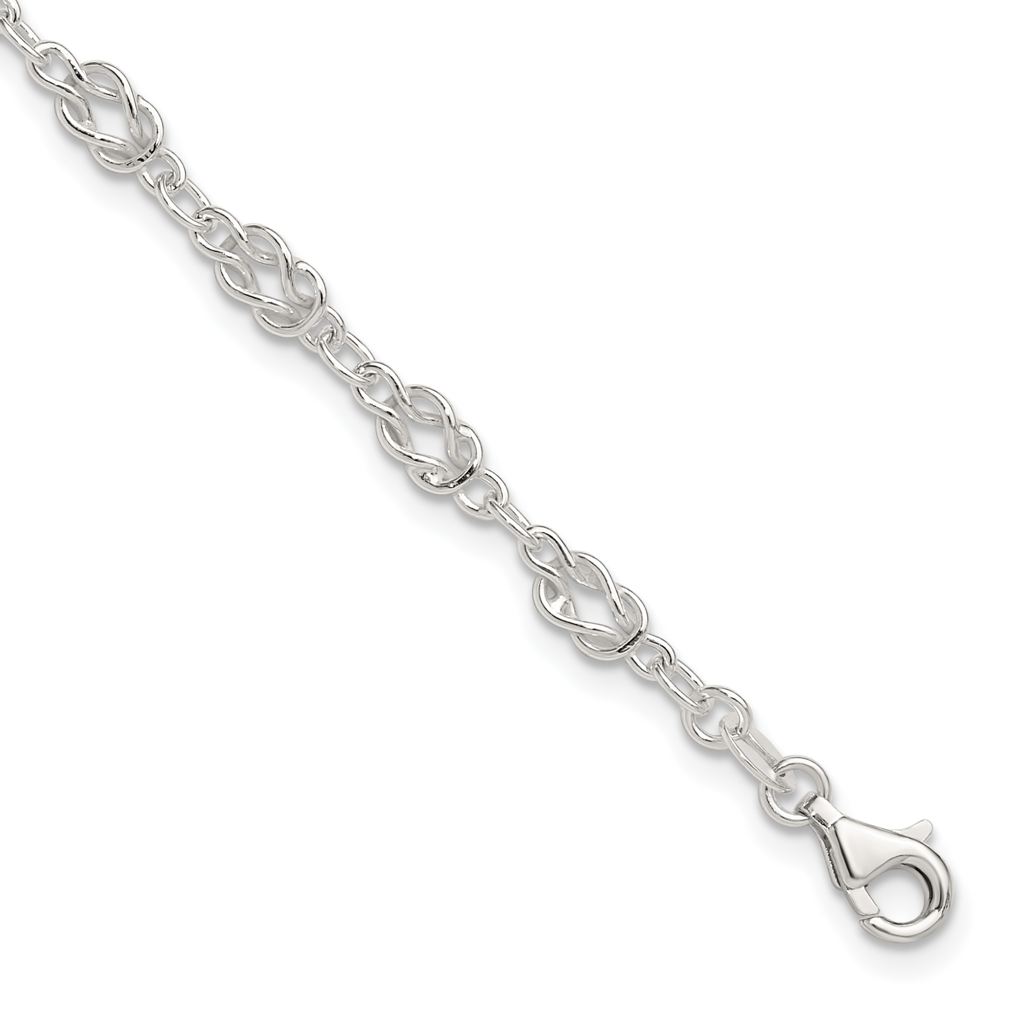 Sterling Silver 9inch Solid Polished Fancy Knot-Link Anklet (QG666-9)